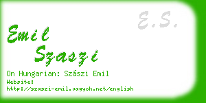 emil szaszi business card